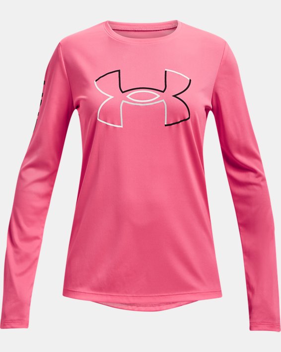 Girls' UA Tech™ Big Logo Long Sleeve, Pink, pdpMainDesktop image number 0